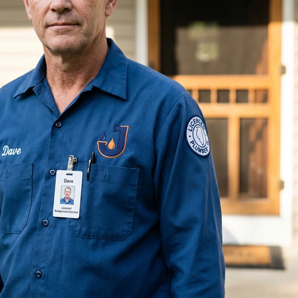 Licensed plumber showing ID badge in Princeton, MO