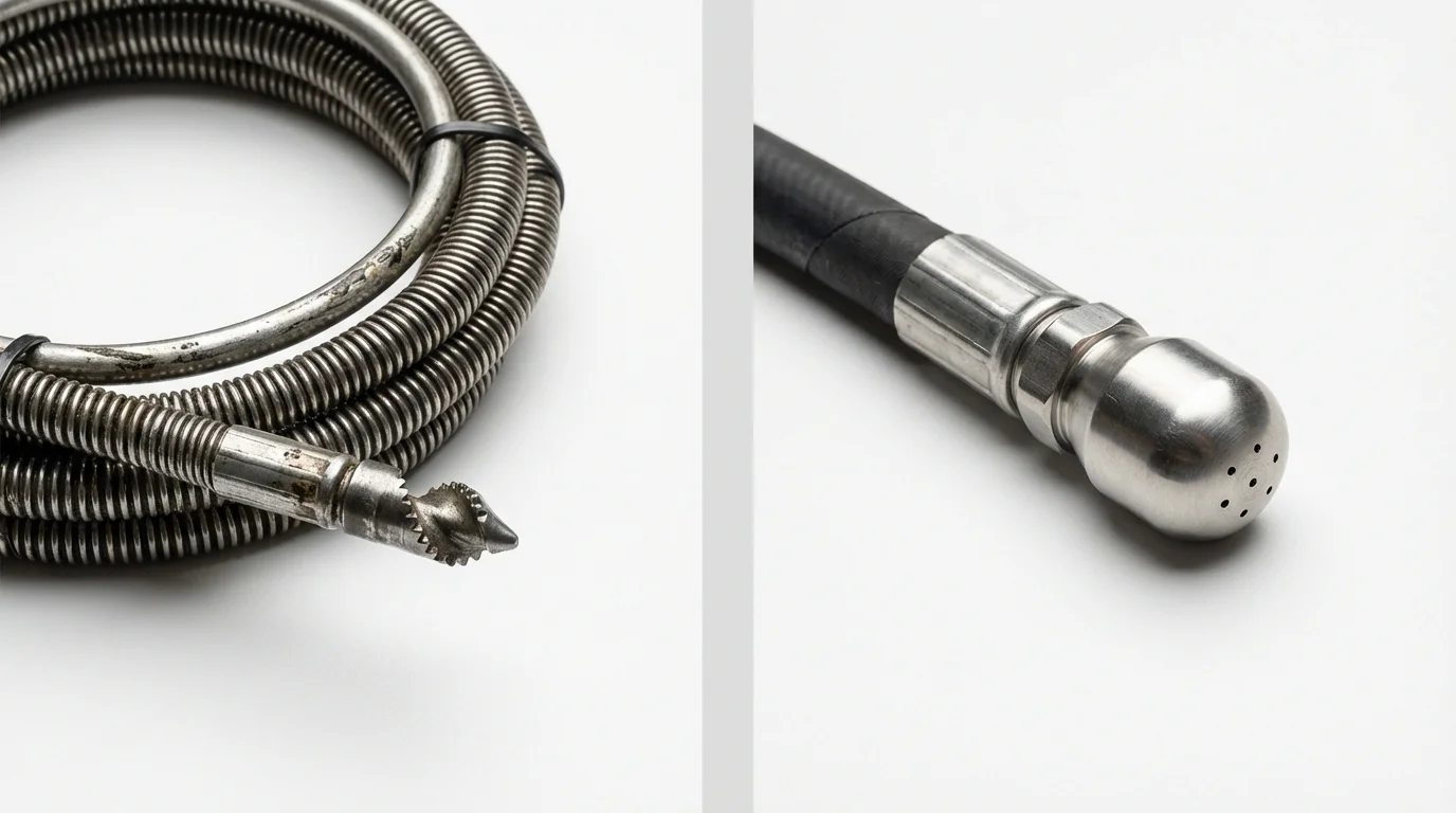 Drain snake cable and hydro jetting nozzle used for drain cleaning in Princeton, MO